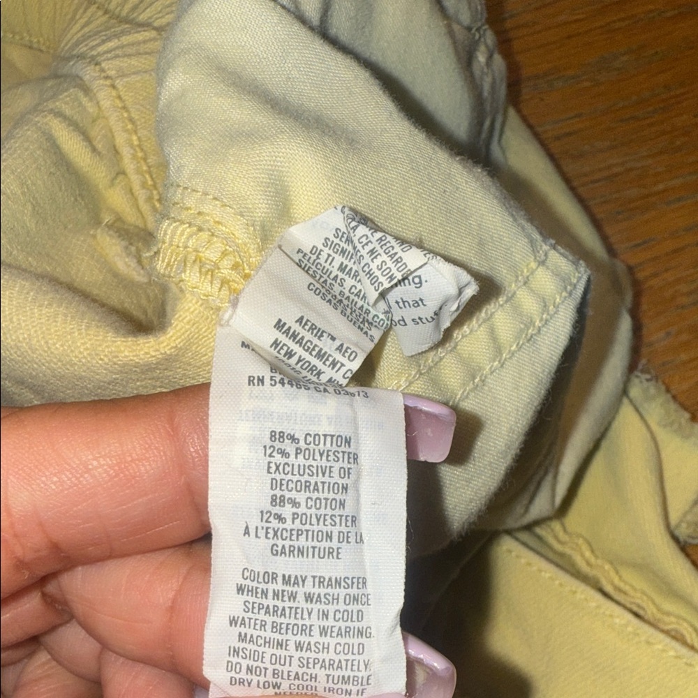 Aerie Light Yellow Distressed Jean Shorts - Picture 3 of 6